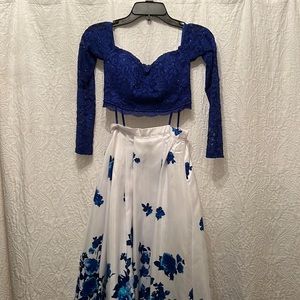 Sequin Hearts 2-Piece Blue Floral Dress